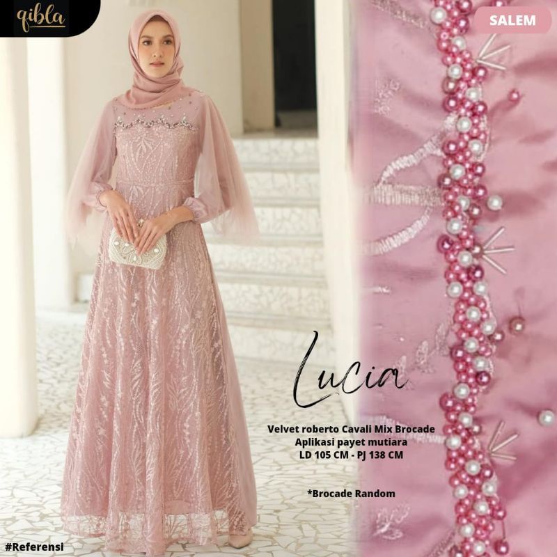 Lucia Dress Brukat Tile Apply Mutiara Gamis Shelomita Brokat Gamis Kondangan Gamis Brukat Remaja Muslimah Cantik Outfit Kondangan Gaun Pesta Mewah Dress Bridesmaid Seragam Pernikahan Dress Party Terbaru Dress Muslimah Jumbo xxl ld 120