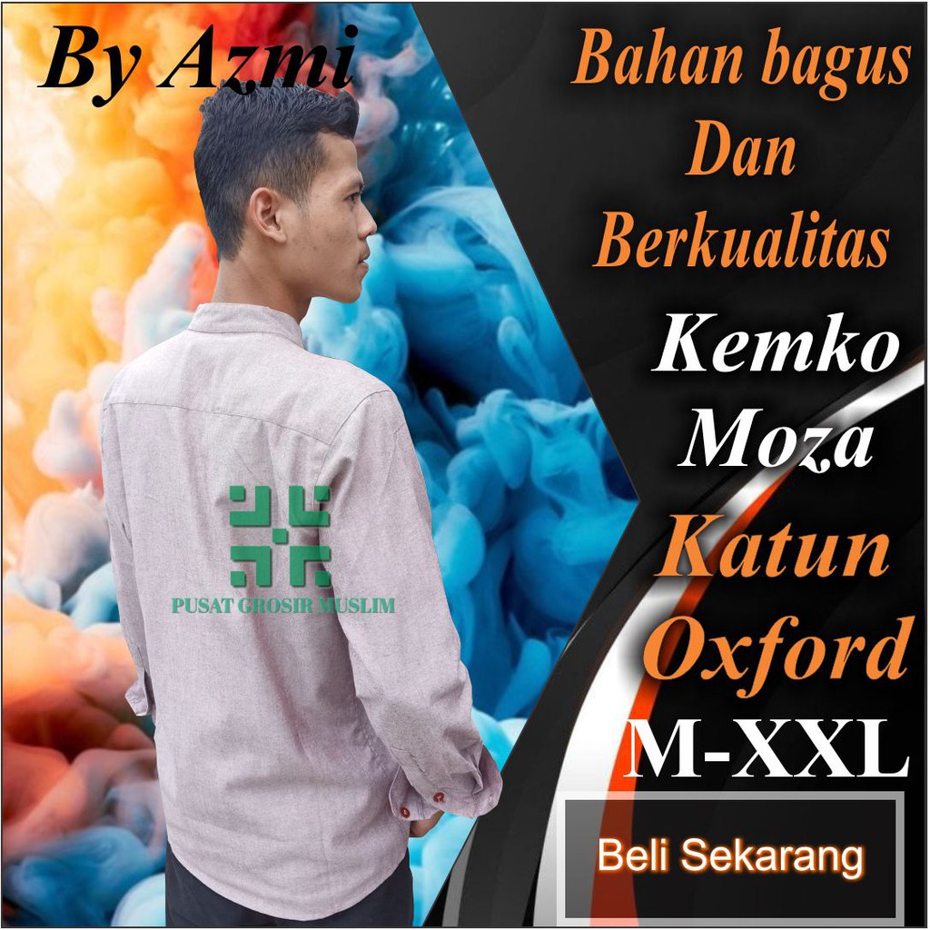 Baju Moza Kemko Tangan Panjang Coklat Milo Kemeja Koko by Moza Bahan Oxford High Premium Quality