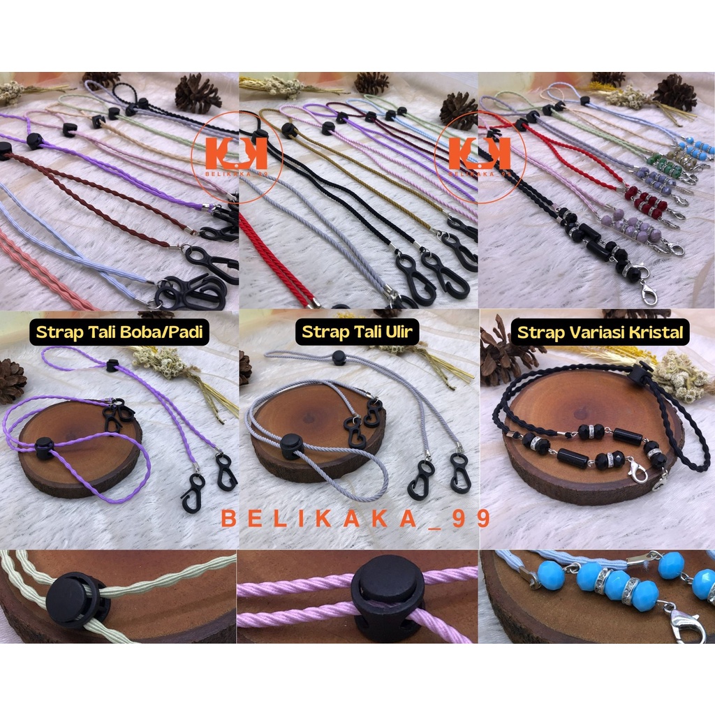 KALUNG STRAP MASKER TALI KARET ULIR BOBA PADI POLOS DAN VARIASI KRISTAL WARNA SOFT / KALUNG STRAP MASKER MUTIARA / KALUNG STRAP MASKER KARET ELASTIS HITAM POLOS MURAH / STRAP MASKER KRISTAL / STRAP POLOS / STRAP KARET / STRAP KRISTAL / KONEKTOR MASKER