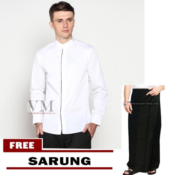 BISA COD VM Baju Koko Putih Free Sarung /BAJU KOKO PRIA/BAJU KOKO DEWASA/BAJU KOKO ANAK/BAJU KOKO LE