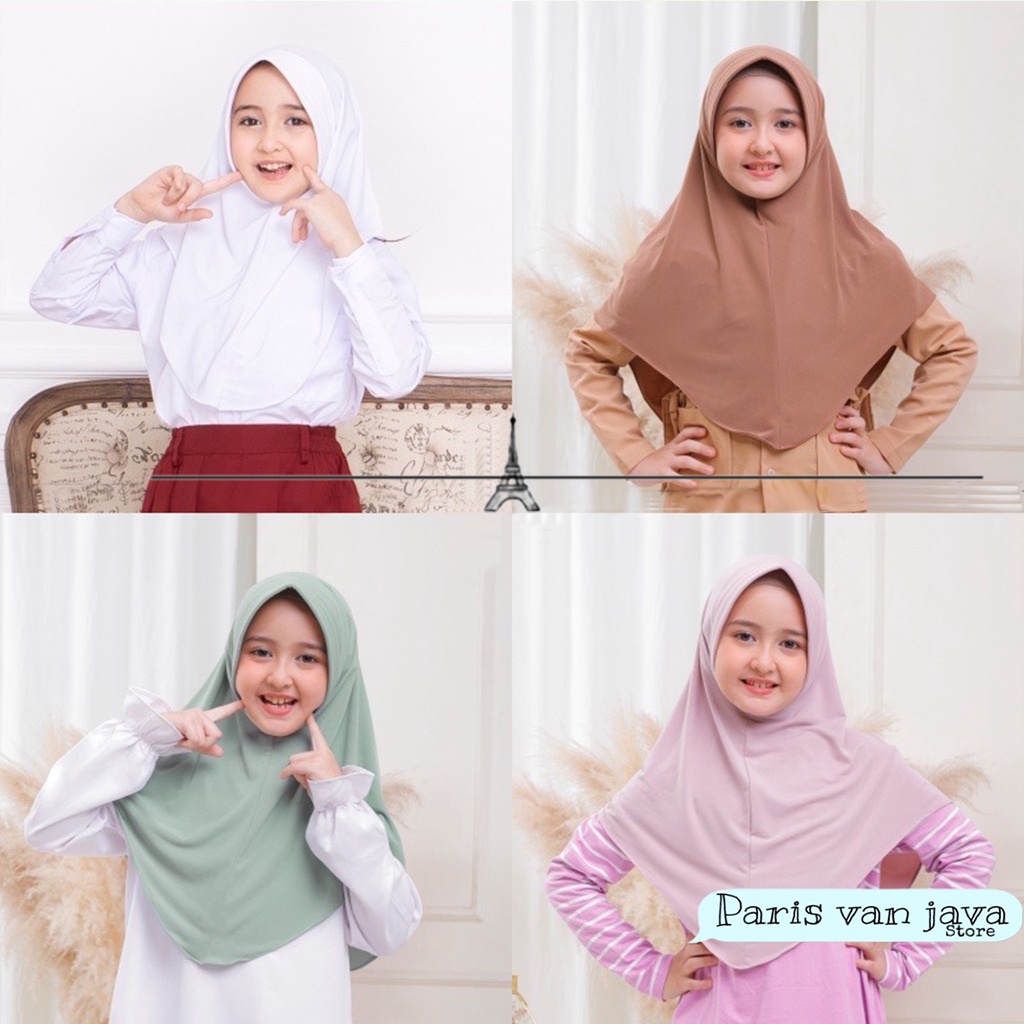 Bergo Hamidah Instan Sekolah Jersey Umur 7 - 13 Tahun | Hijab Jilbab Instan Bergo Hamidah Anak Sekolah