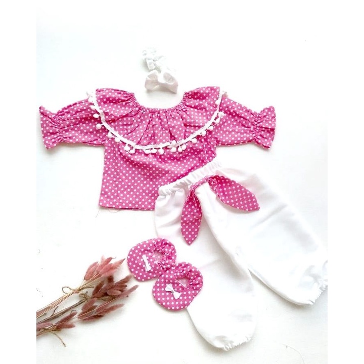 KEMEJA BUNNY SET Baju Setelan Pergi Lucu Fashion Anak Bayi Perempuan Cewek Terlaris Lucu murah Ricy SET