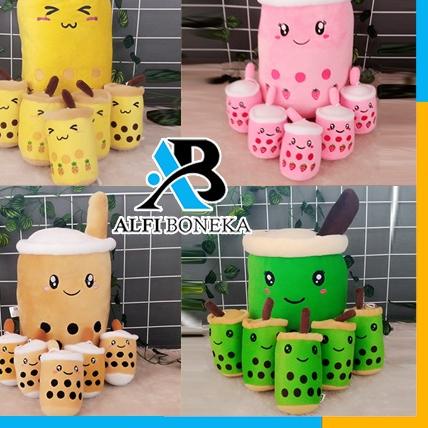 ☆ Boneka Boba Milk Tea Beranak 5 Induk 1 Bahan Berkualitas Tinggi Induk 30cm Terbaru - Boneka Berana