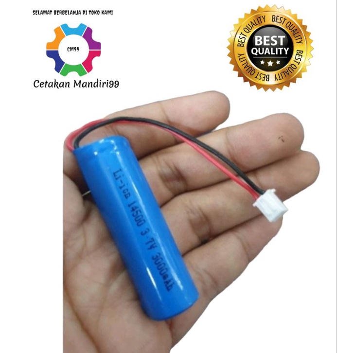 Baterai Li-ion 14500 mAh 3000 mAh 3.7 Soket Putih