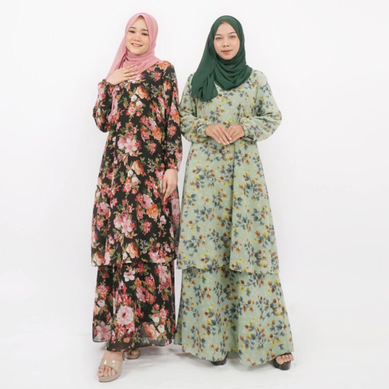 Baju Gamis Motif Cetury Malaysia Melayu Perempuan Wanita Cewek Remaja Kekinian Murah Terbaru