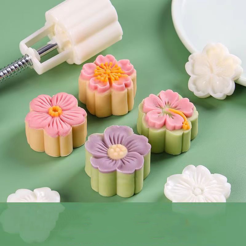 Mold Sakura 4 Motif Plunger Mold 50g Cetakan Mooncake Cookies Cherry Blossom