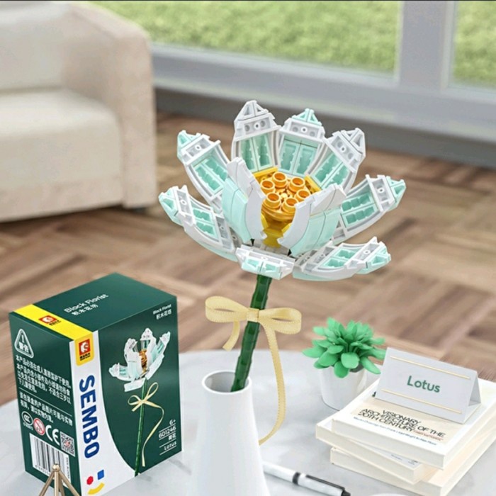 Brick Kkv Sembo Building Block Flower Dekorasi Hiasan Bunga Lego - Lotus