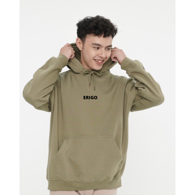 Sweater Hoodie Pria Erigo Teks / jaket Hoodie Floking Simple / Hoodie Bahan Fleece Tebal