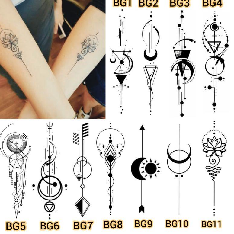 (♥C6369]  Tato Temporer garis lengan Stiker Tato Minimalis - BG