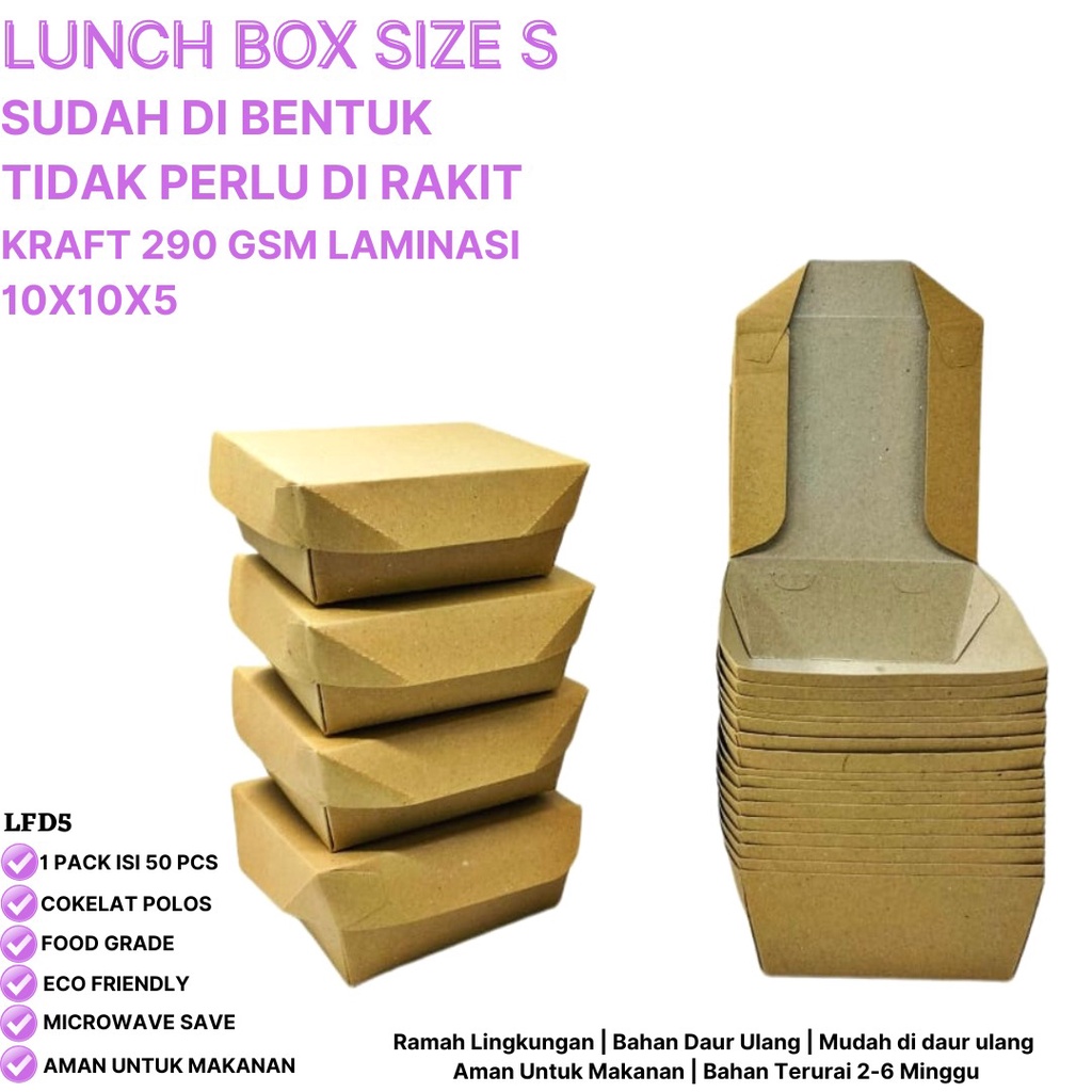 Lunch Box Small Sudah Terbentuk Tidak Perlu Dirakit (LFD5-Laminasi)