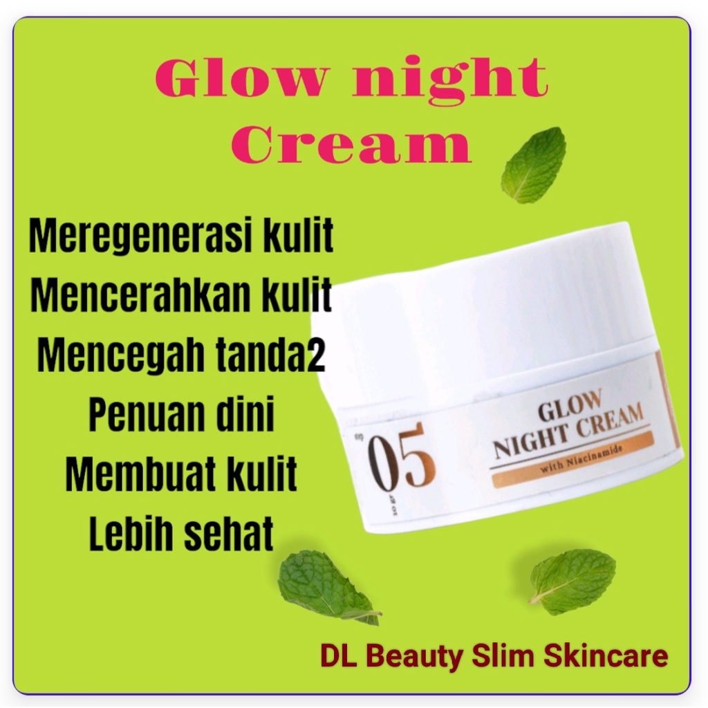 Glow Night Cream 10gr CREAM GLOWING BPOM paket glowing bpom krim glowing bpom cream  malam krim mala
