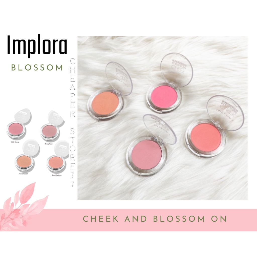 IMPLORA - CHEEK BLOSSOM BLUSH ON CORAL PEACH-DUSTY ROSE-PINK CANDY-SWEET ALMOND