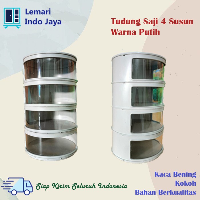 Terlaris Tudung Saji 4 Susun Tempat Makanan Tingkat Kokoh (Merah, Putih, Pink)