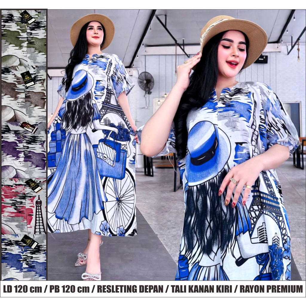 DASTER RAYON JUMBO EMBLEM BIG SIZE XXL | DASTER RAYON PREMIUM NON RUFLE BATIK WANITA  | DASTER KEKINIAN BUSUI KANCING DEPAN MURAH