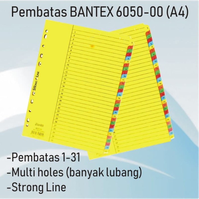 

Terlaris Pembatas/Dewpider Bantex Strong Line 6052-00 (A4) Multi Holes 1-31