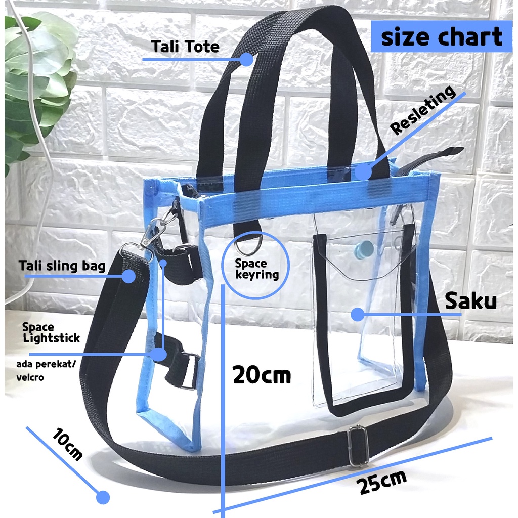 TAS PVC TRANSPARAN SELEMPANG - TAS KONSER - TAS MIKA RESLETING - TAS KPOP