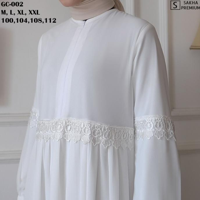 Seena - GC 02 BAJU GAMIS PUTIH WANITA BRUKAT GAMIS PUTIH CERUTI JUMBO
