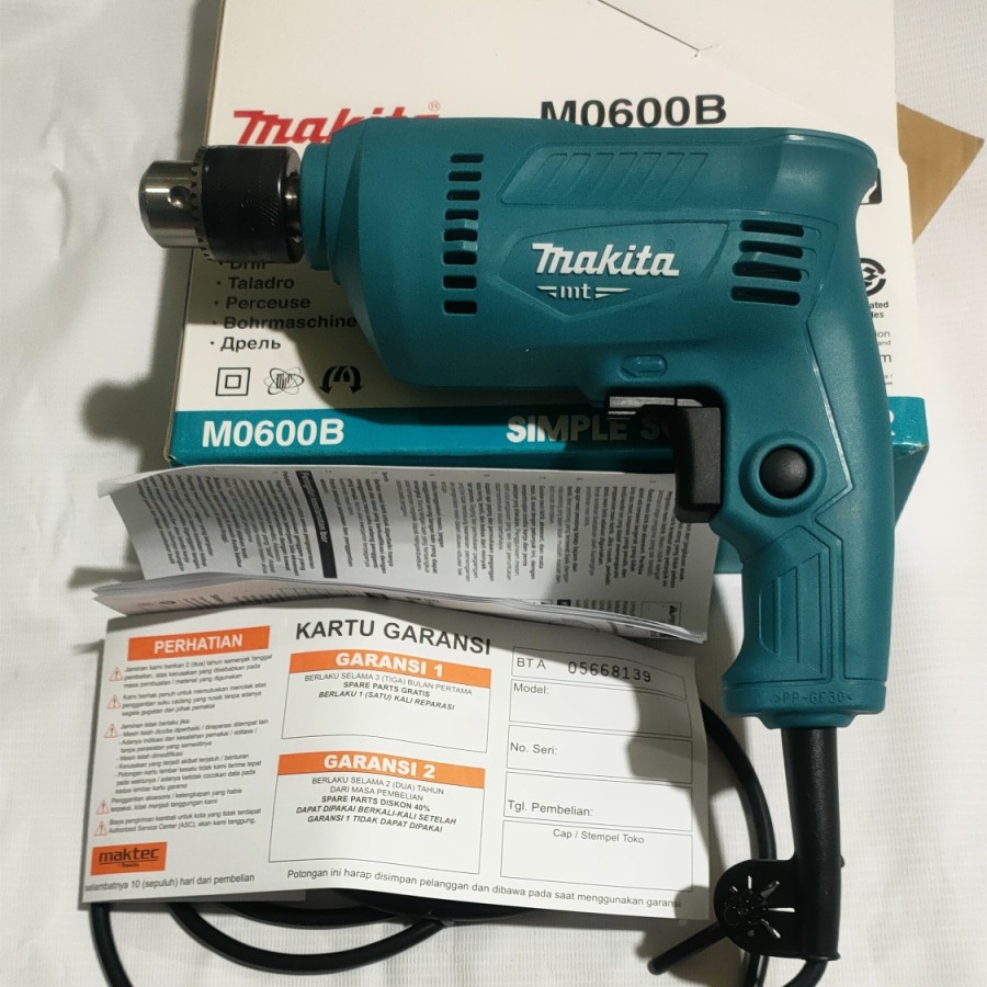 Mesin Bor MAKITA Maktec 10 mm Bolak Balik M0600B - Mesin Bor Tangan Kayu Besi 10 Mm Makita Maktec