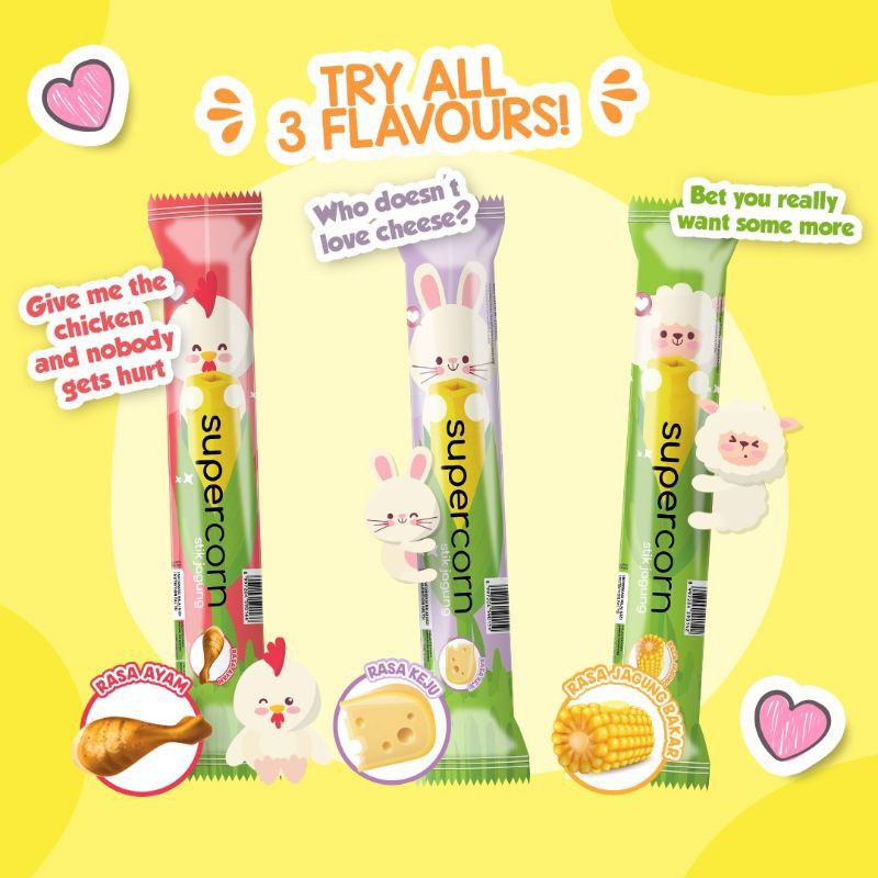

Supercorn Corn Stick Stik Jagung Camilan Snack Bebas MSG 120g ( = 12pc )