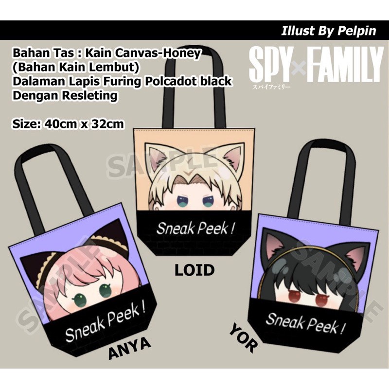 Tas tote bag anime besar spy x family yor anya loid high quality