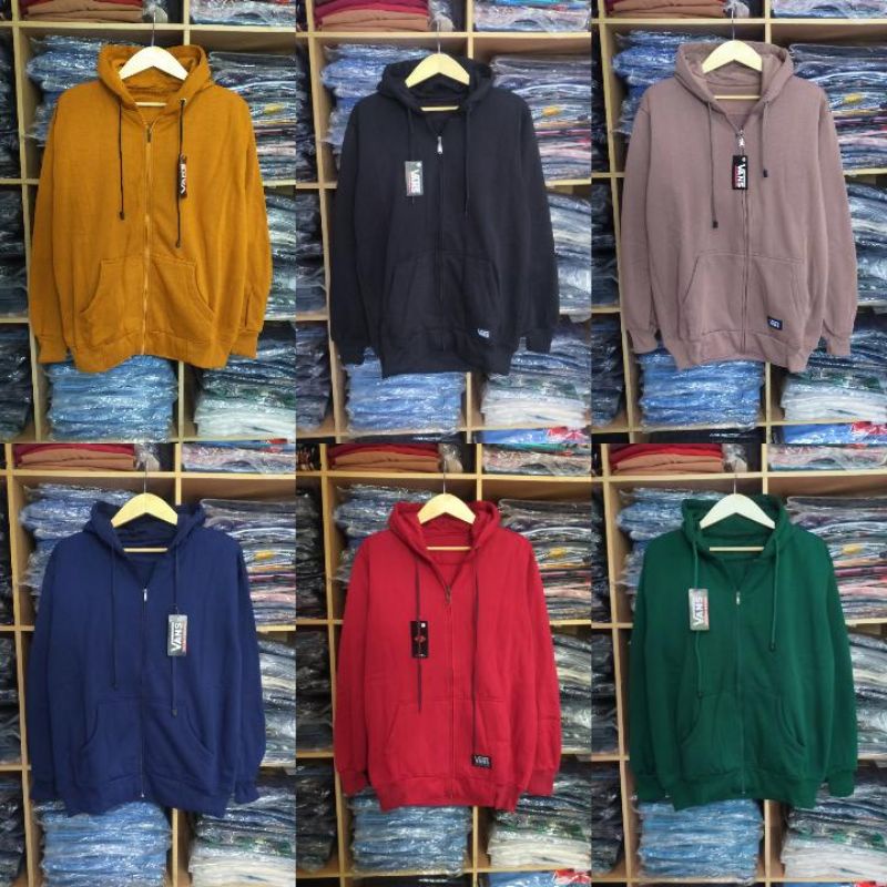 Jaket hoodie polos tebal pria wanita