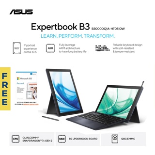 ASUS  ExpertBook B3 Detachable B3000DQ1A-HT7C81M QC 7C SC7180P/8GB/128GB EMMC/TS 10.5/WIN11/STAR BLACK