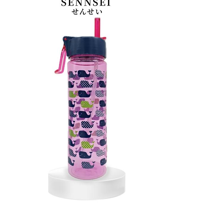 ❆ Sennsei Botol Minum Bermotif Karakter Plastik 650ml/ Tempat Tumbler Sedotan Botol Minum Anak - 555