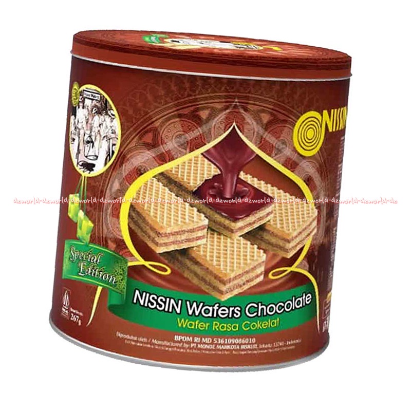 Nissin Wafer Chocolate 267gr Coklat Wafer Kemasan Kaleng Waffer 2lapis Nisin Wafer Lapis Coklat Yang Gurih Cemilan Lebaran