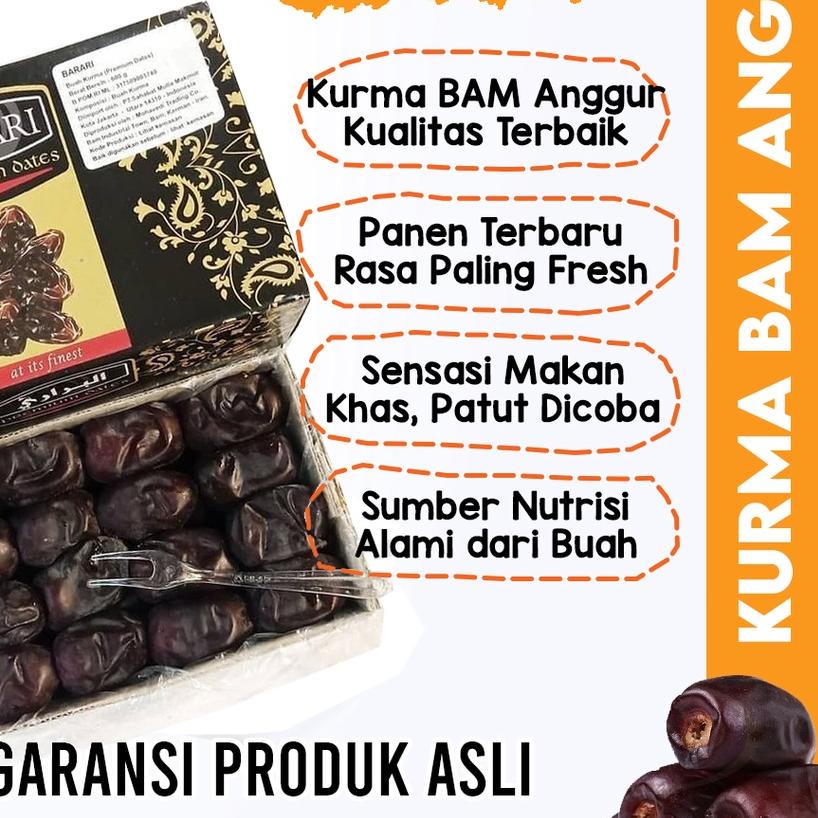 

✿ Kurma BAM BARARI Anggur Premium Black Diamond Daging Tebal Iran Empuk MPASI Busui Nabeez Mesir Bergizi ♜