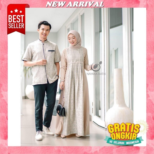 Baju Gamis Couple Brukat Pasangan Keluarga Suami Istri Lebaran Terbaru 2023 Model Kekinian Trendy El