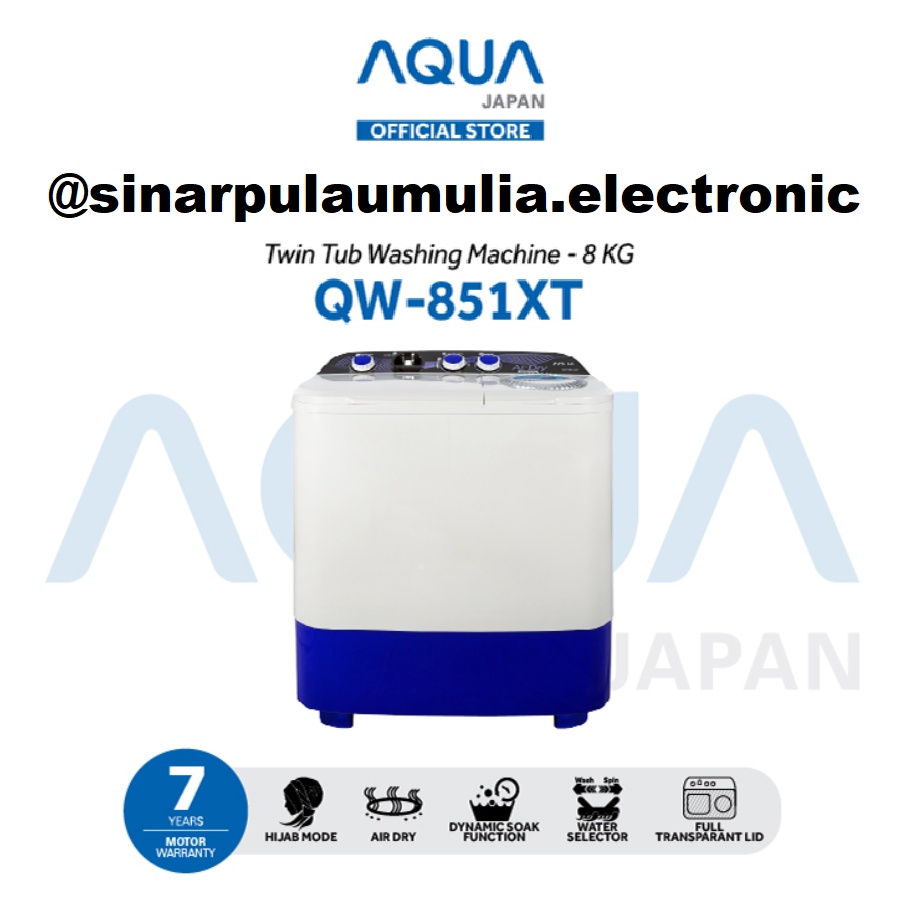 Aqua Mesin Cuci 2 Tabung Manual 8 KG - QW-851XT / QW 851XT / QW 851 XT