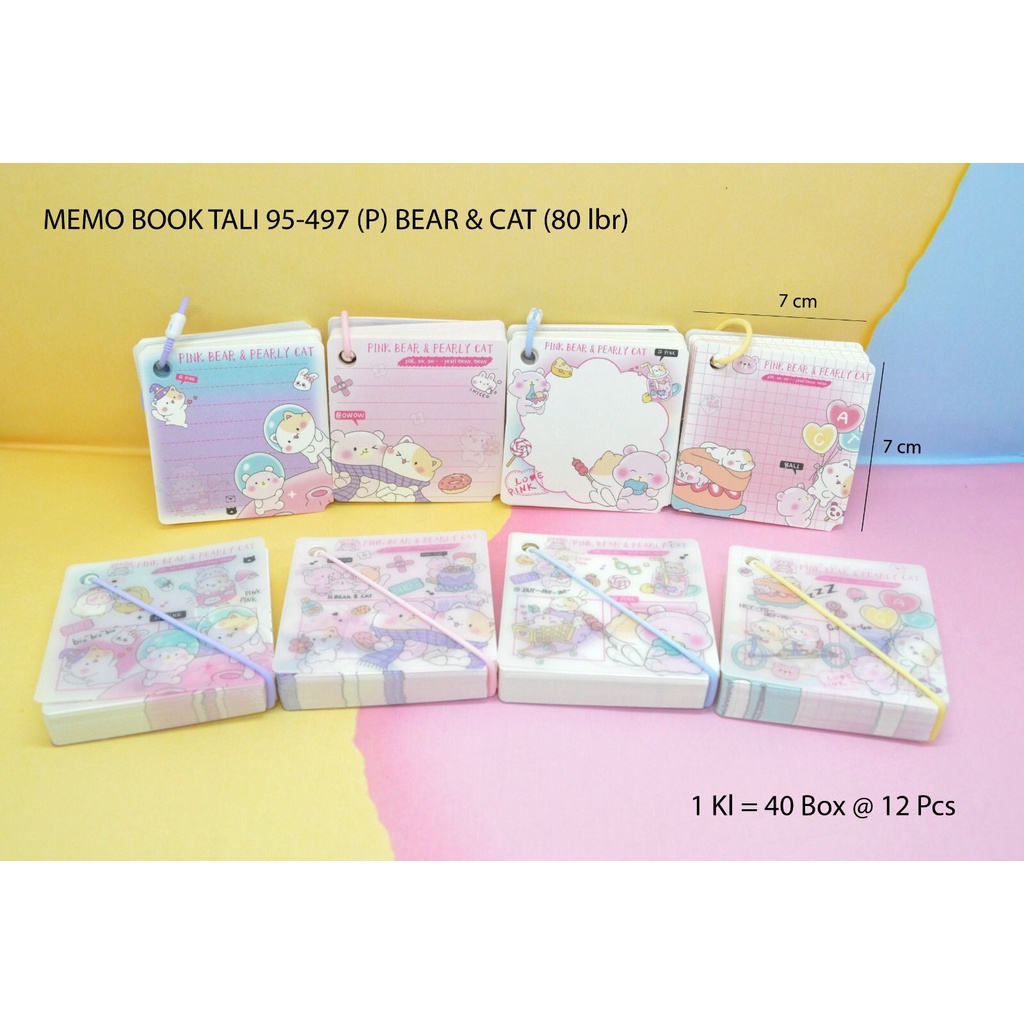 

Buku Catatan Kecil / Memo Book Tali Pendek Motif Cat