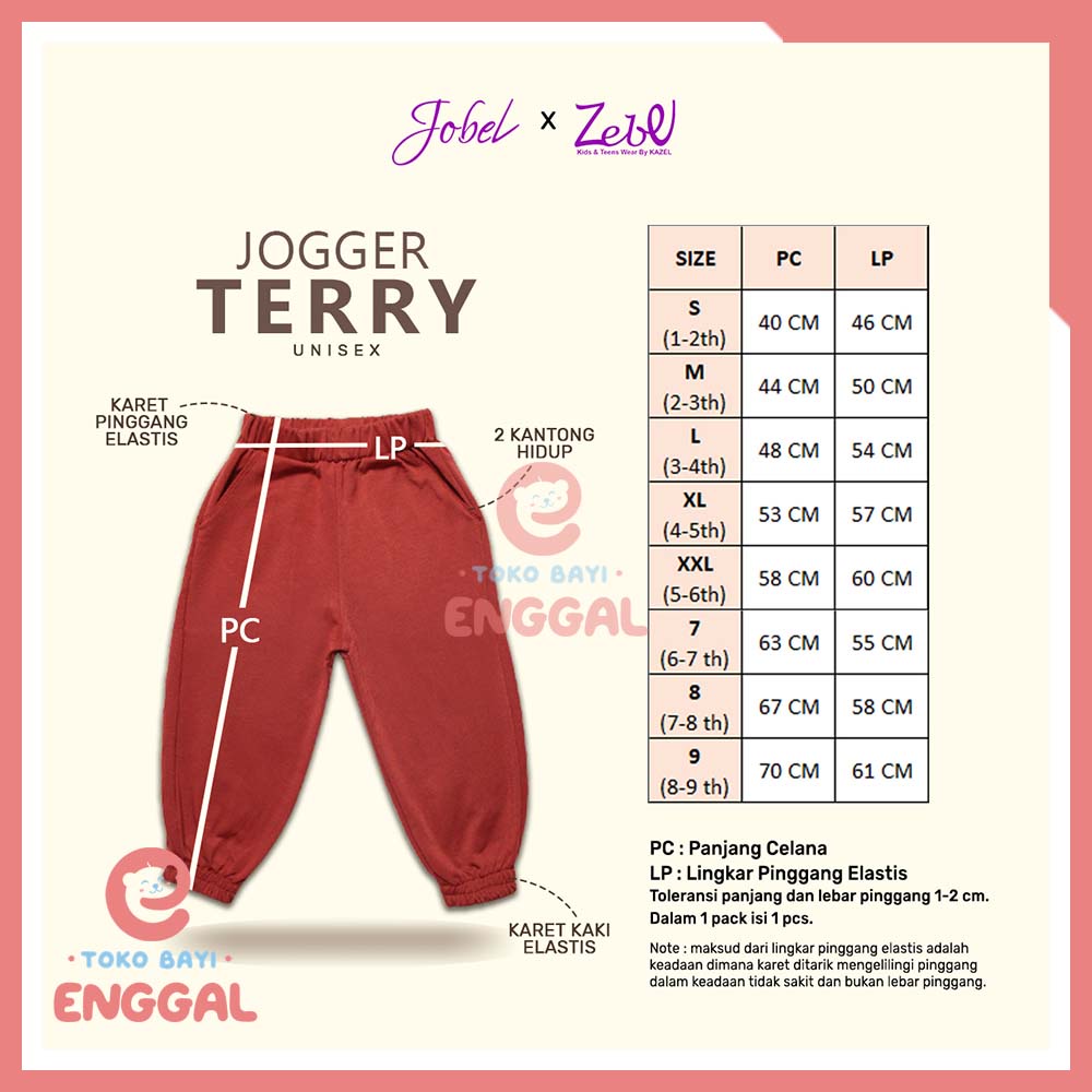 Jobel x Zebe Jogger Terry Unisex 1-5 Tahun