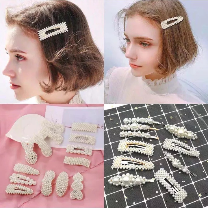 HKMU jepitan rambut mutiara set 2 pcs aksesoris rambut