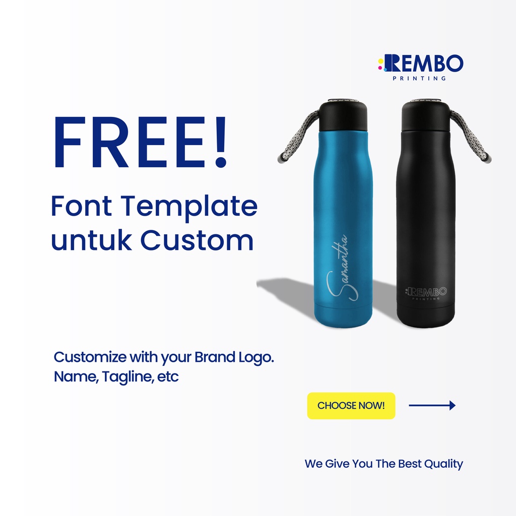 TUMBLER FASHION SPORT BOTTLE NAMA / LOGO GRAFIR - REMBO PRINTING