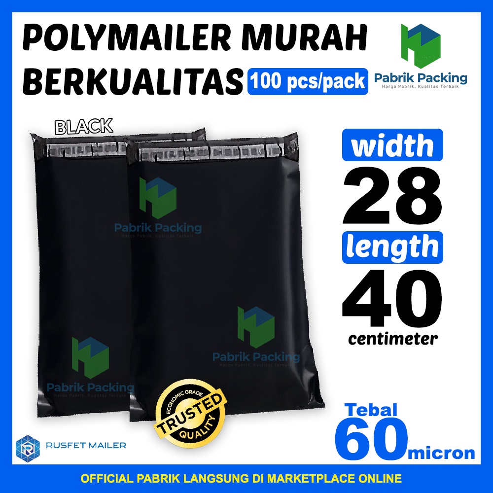 

Polymailer Ekonomis / Plastik Packing Online Shop Hitam 28x40 /PACK