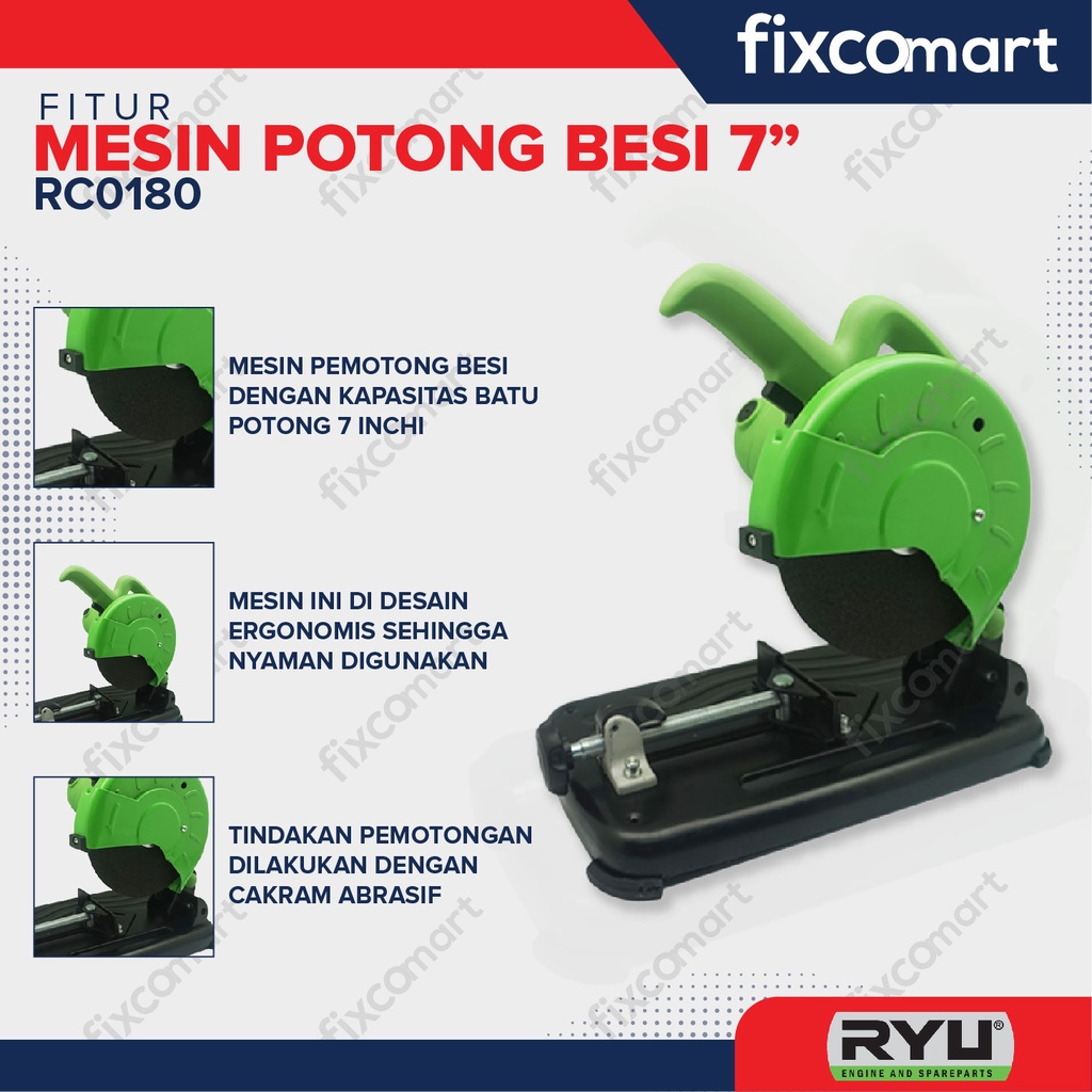 Ryu Cut Off / Mesin Potong Besi 7 Inch Rco 180 900 Watt