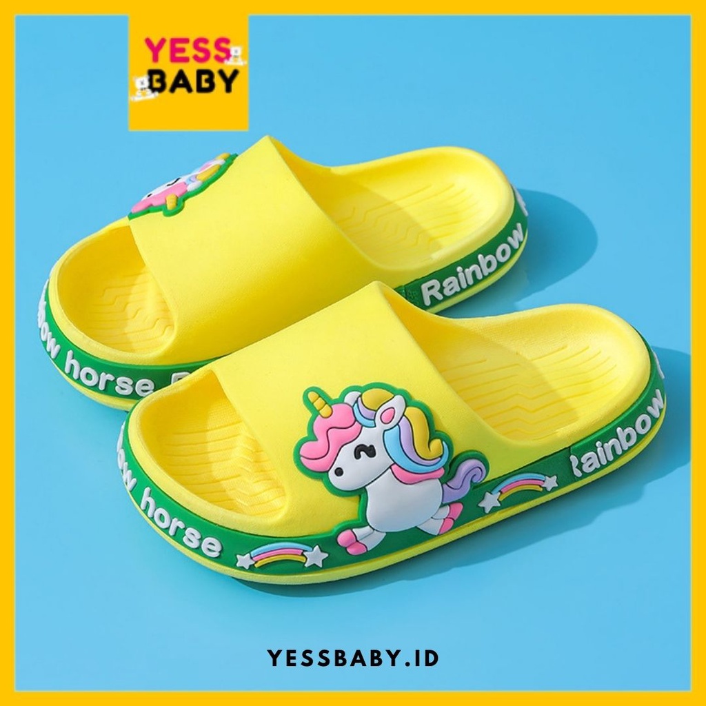 [COD] yessbaby UNICORN Sandal Import Anak Laki-laki Perempuan Bahan Lembut Motif Lucu Termurah Kekinian Sendal Casual