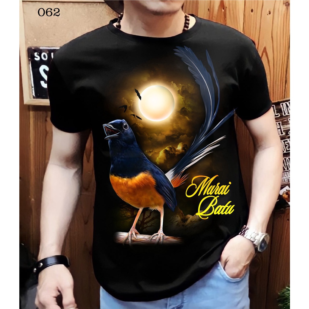 Kaos distro pria / Jual khusus Kaos Burung Kacer / lovebird / murai / elang / hobby burung