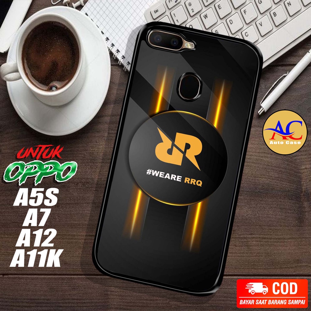Softcase Glass kaca untuk Oppo A5S A7 A11K A12 RRQ Casing Handphone Case Hp Procamera