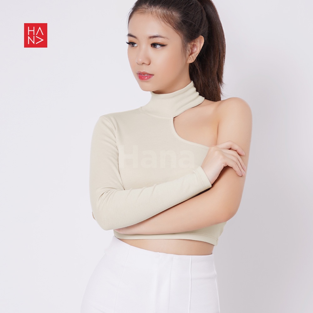 Hana Fashion - Jihyo One Shoulder Halter Neck Crop Top - CT216