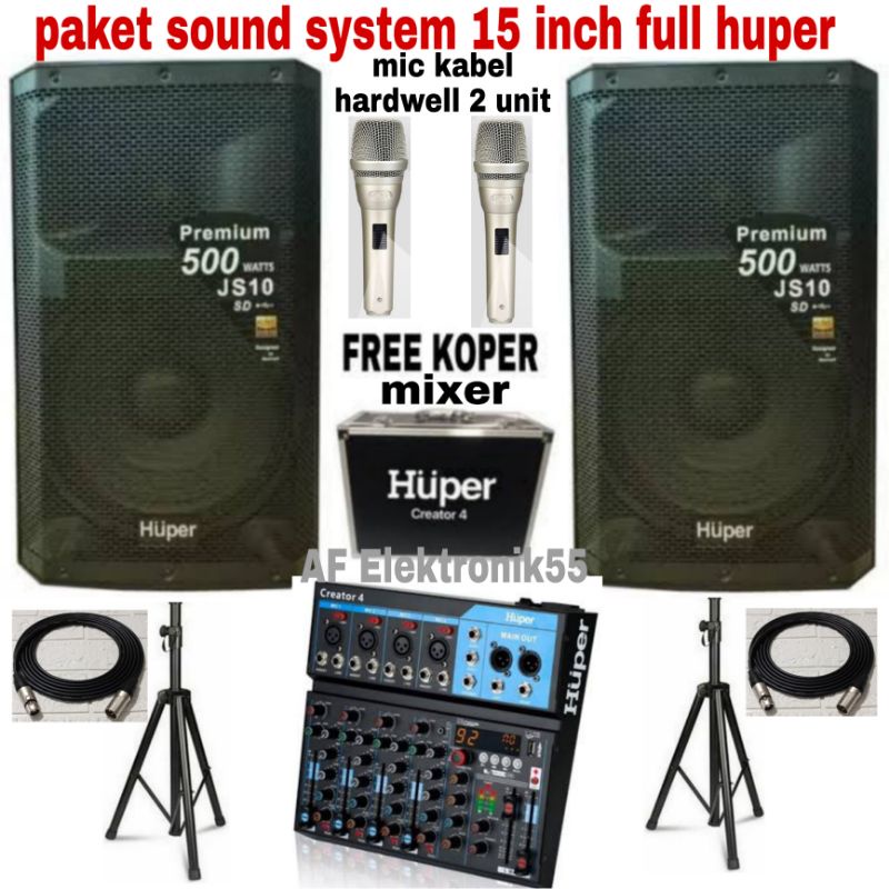 Paket Sound System Huper 15 Inch + Mixer Huper Ori
