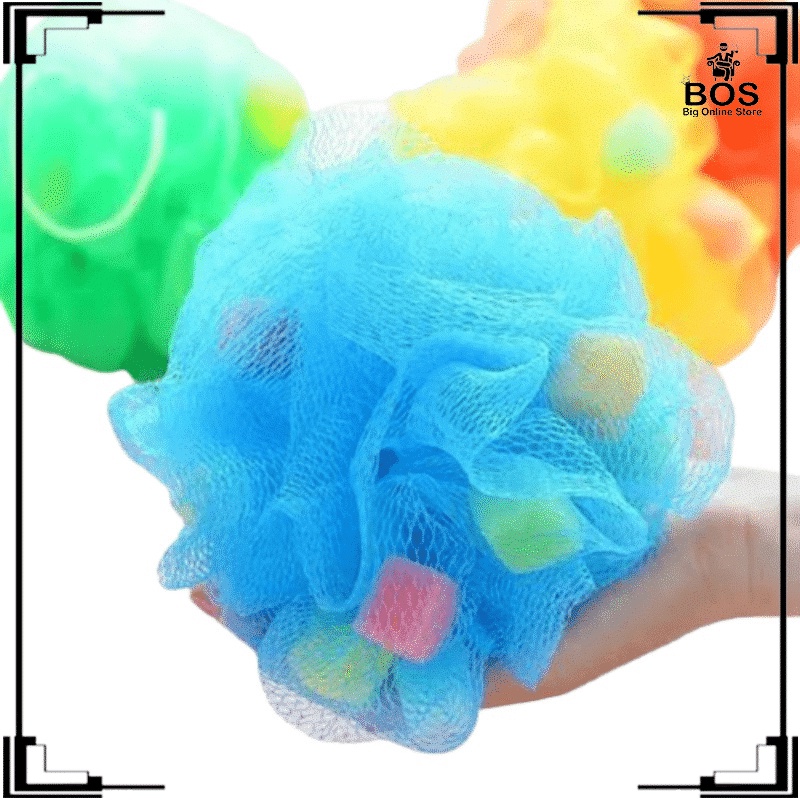 BOS - SPONS MANDI JARING GOSOK BADAN / SHOWER PUFF / SPONGE JARING KECIL