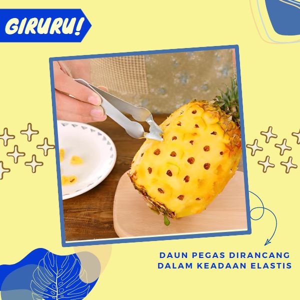 Capitan Nanas / Pencapit Mata Nanas / Pencabut Mata Nanas Bahan Stainless Steel / Capit Capitan Mata Nanas Pencabut Pencabit Stainless Steel Alat Kupas Pisau Lebaran Kue Jepitan / Capitan Penjepit Pengupas Mata Nanas Dapur Stainless Steel Pineapple Seed