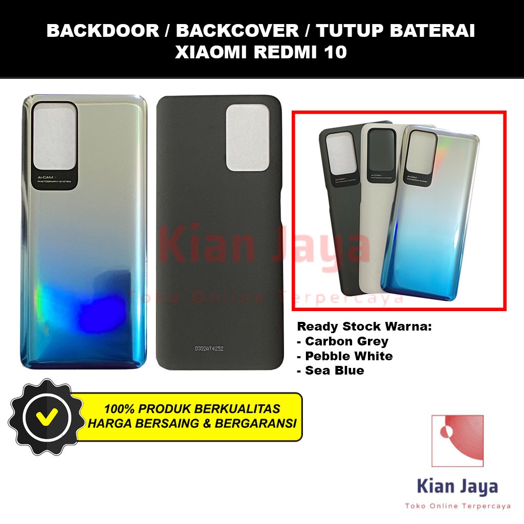 Backdoor Xiaomi Redmi 10 Back Cover Tutup Belakang Baterai Cassing Casing Backcase Original