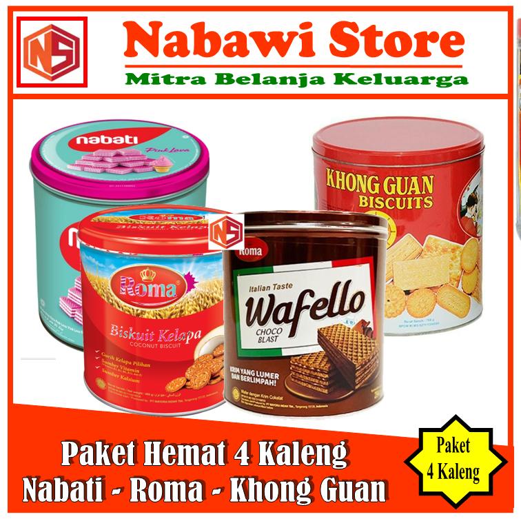 Nabawi Store. Paket Idul Fitri. Wafer Nabati Roma. Biskuit Khong Guan & Roma Kelapa. Paket 4 Kaleng