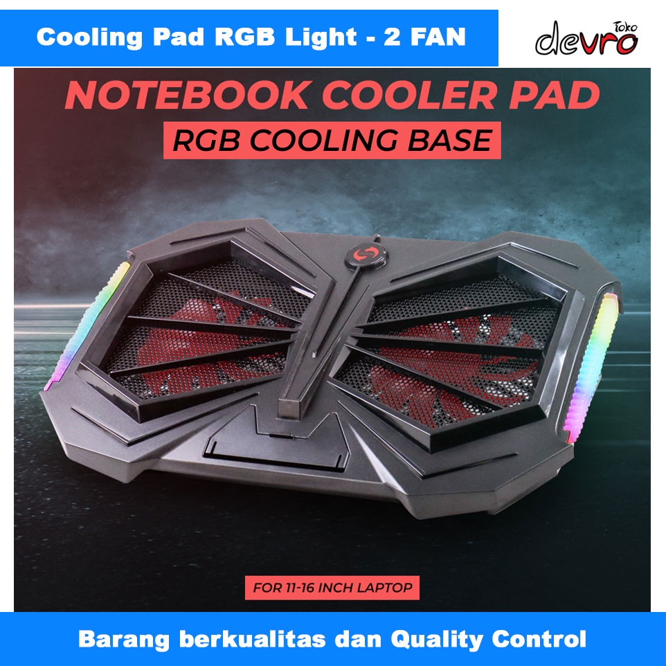 Cooling Pad 2 Fan RGB Light - Cooler Pad Laptop 11-16 Inch RGB Cooling Base - YOOPAD YL-017