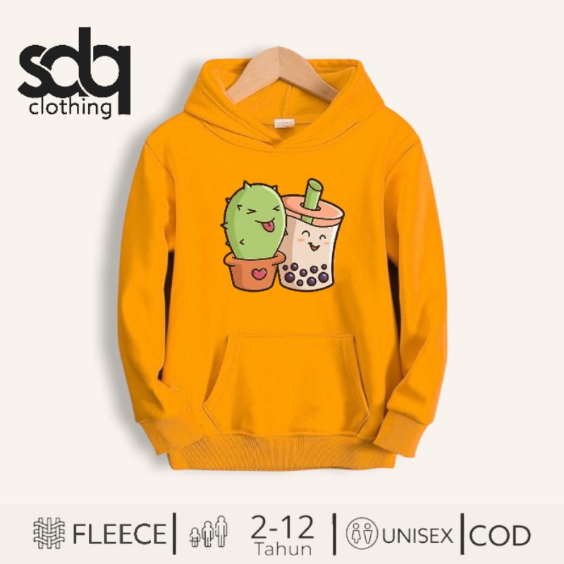 Jaket Sweater Hoodie Anak Perempuan / Cewek Kaktus Boba Umur 2 - 12 Tahun