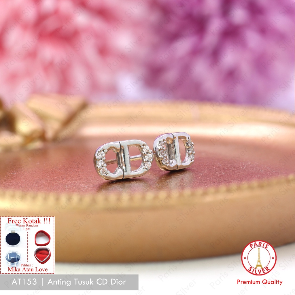 Anting CD Perak 925 Lapis Emas Putih Giwang Tusuk Wanita Terbaru
