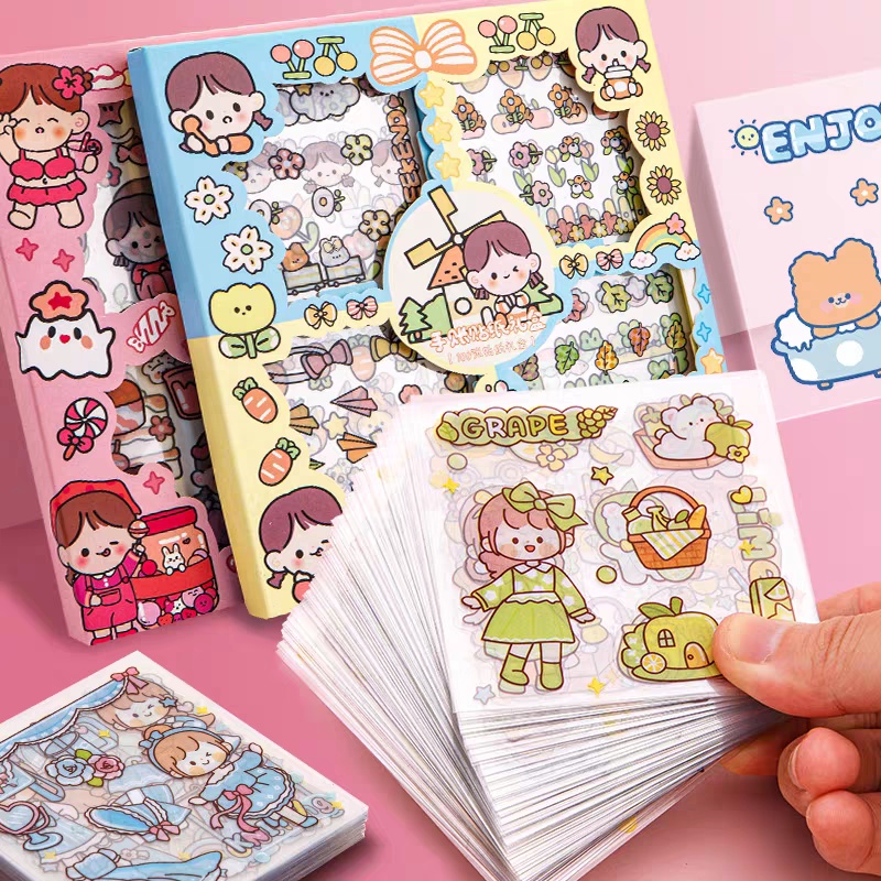 100 LEMBAR - STIKER MOMO 100 PCS 1 BOX MOTIF KARTUN WATERPROOF / STICKER AESTHETIC / STIKER BOTOL